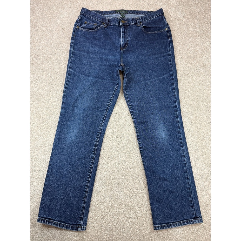Lauren Ralph Lauren Jeans Women's 14W Blue Stretch Denim Classic Straight Leg
